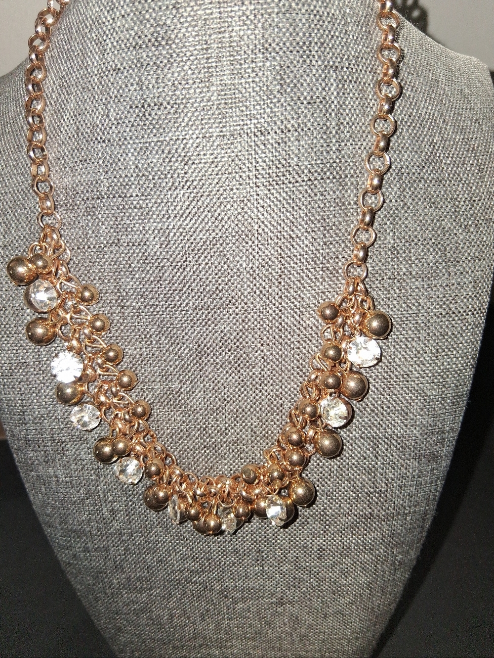 paparazzi Gold-Tone Cluster Necklace with Clear Crystals